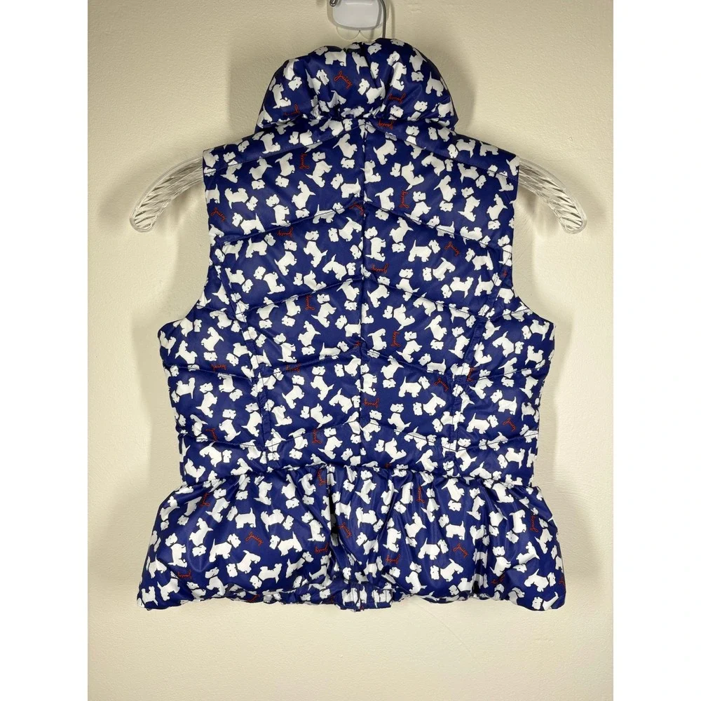 Juicy Couture Girls Puffer Vest Large Blue Scottie Dog Peplum Down Y2K Preppy